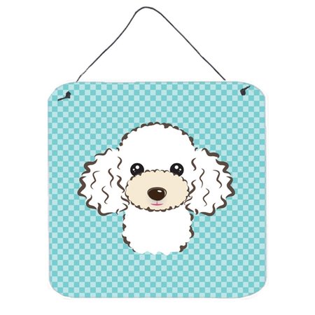 MICASA Checkerboard Blue White Poodle Aluminum Metal Wall Or Door Hanging Prints, 6 x 6 In. MI250729